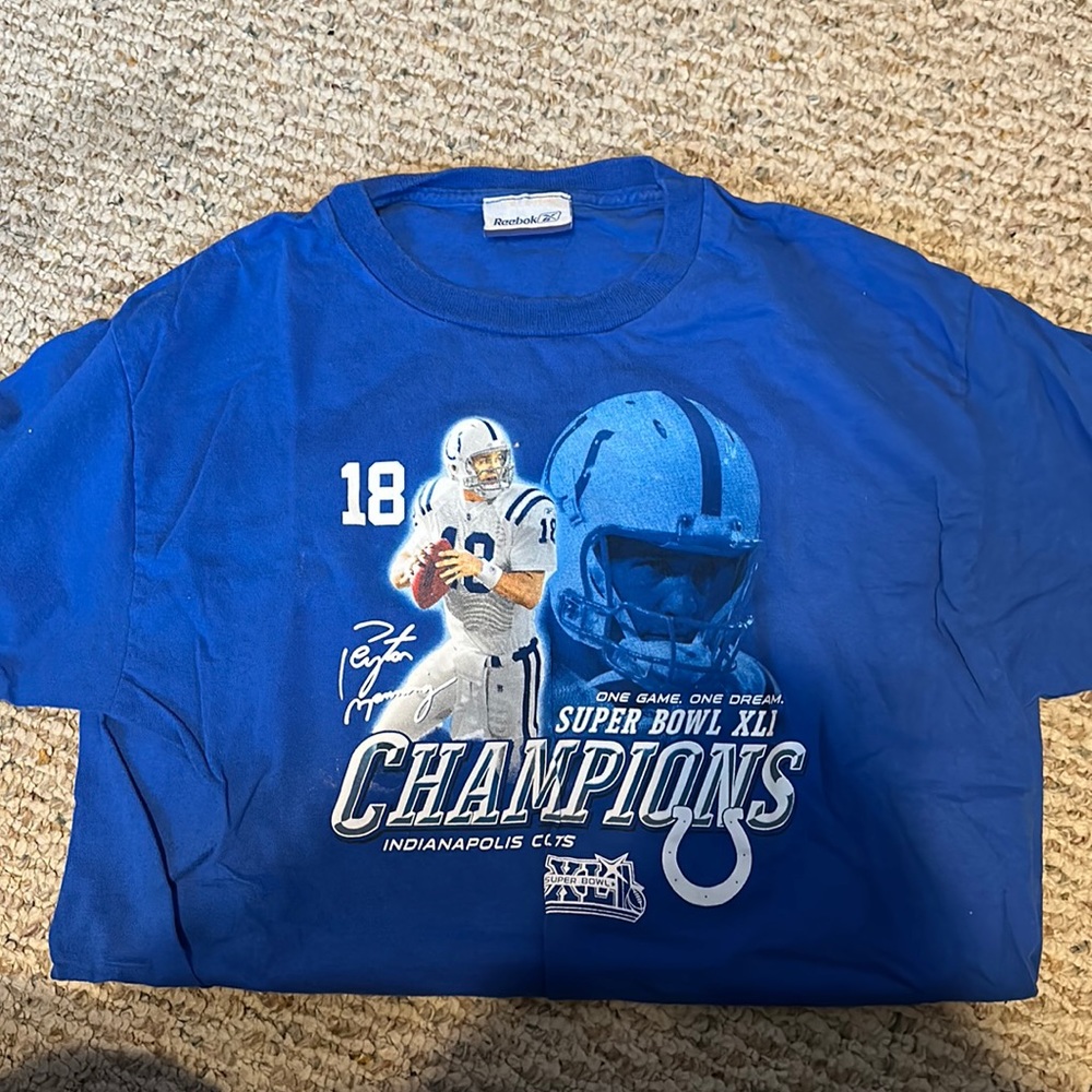 Reebok Super Bowl XLI Peyton Manning champs t shirt